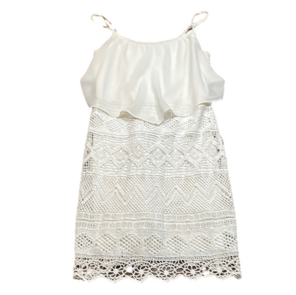 AMERICAN EAGLE OUTFITTERS Precious & Sexy! Cream Lined Crotchet Sundress Size 4 - Picture 7 of 9